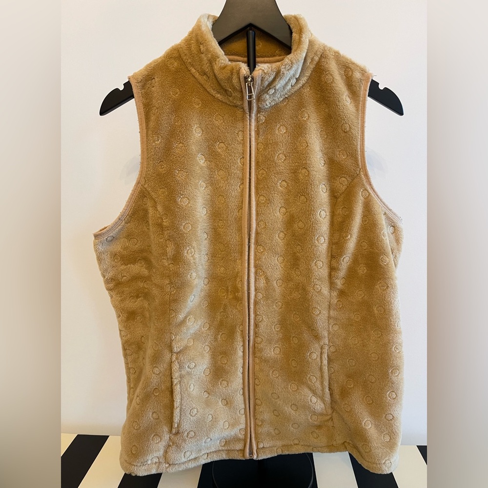 Kim Rogers Tan Camel Gold Fleece Vest